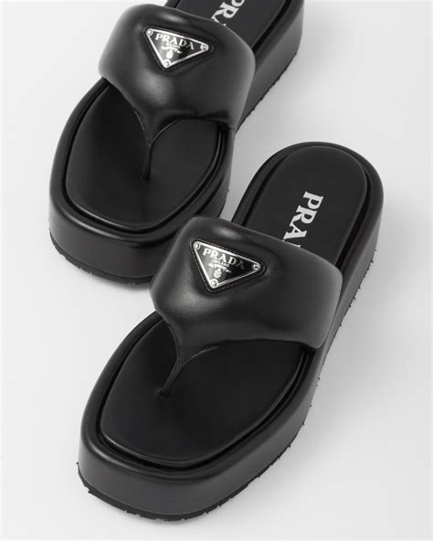 pointy flat prada napa|prada leather sandals.